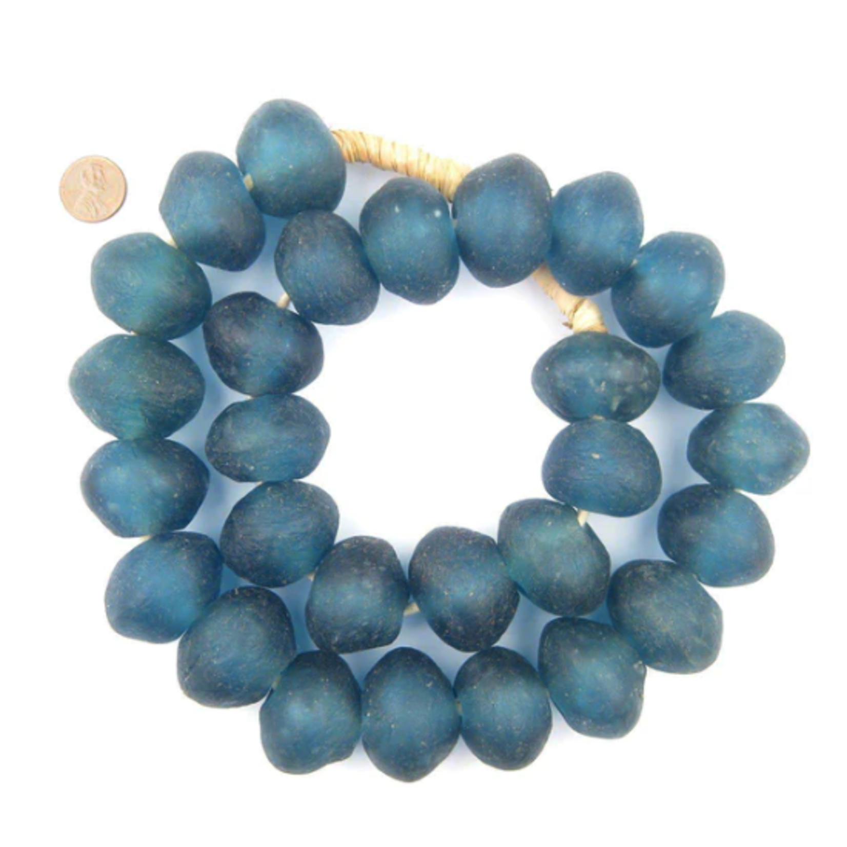 Outside The Box 30" Light Blue Recycled 33mm Glass Beads