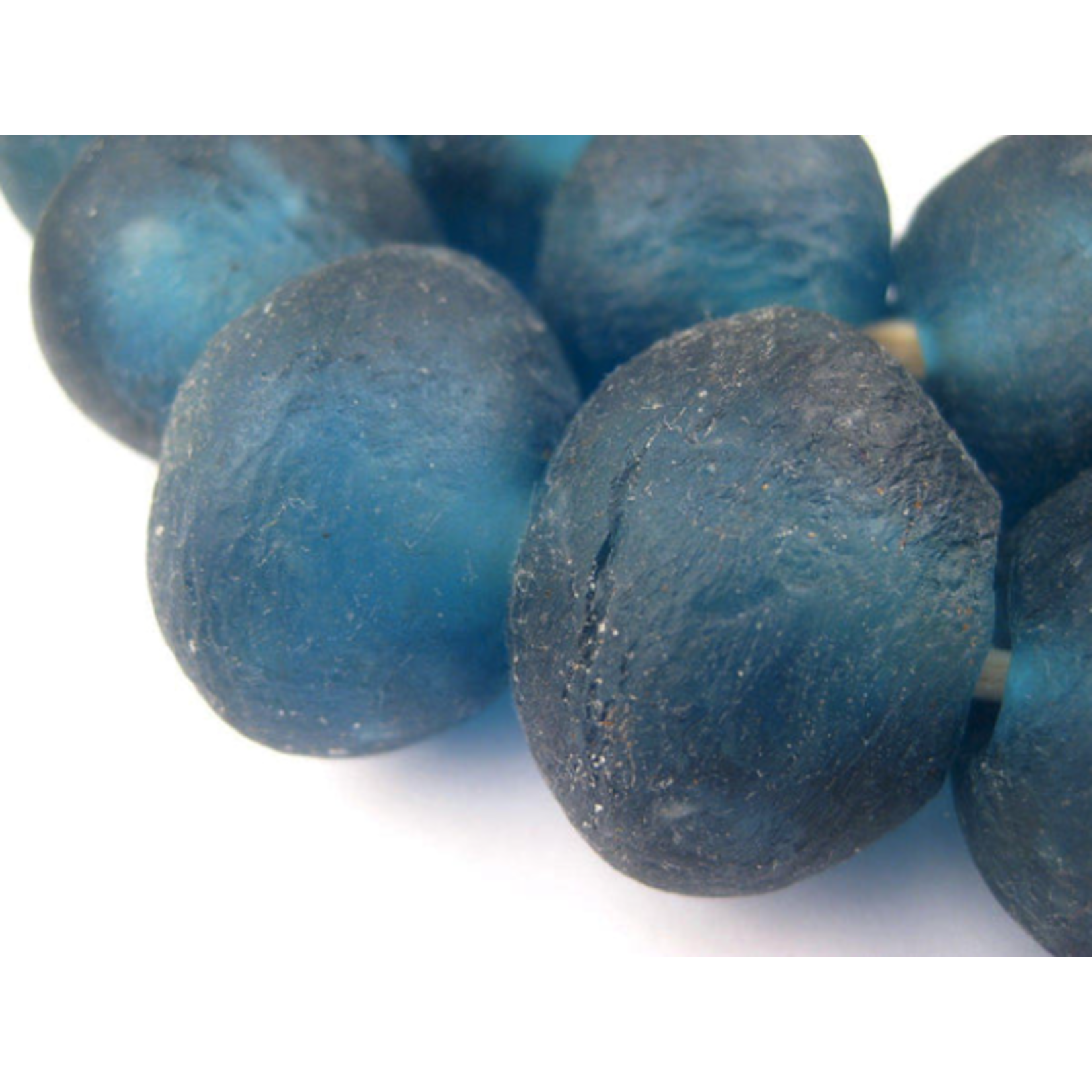 Outside The Box 30" Light Blue Recycled 33mm Glass Beads
