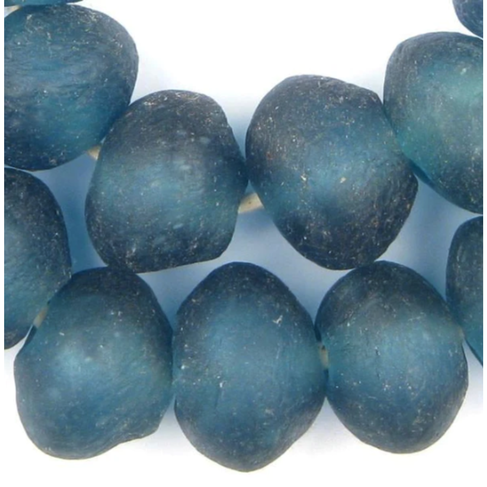Outside The Box 30" Light Blue Recycled 33mm Glass Beads