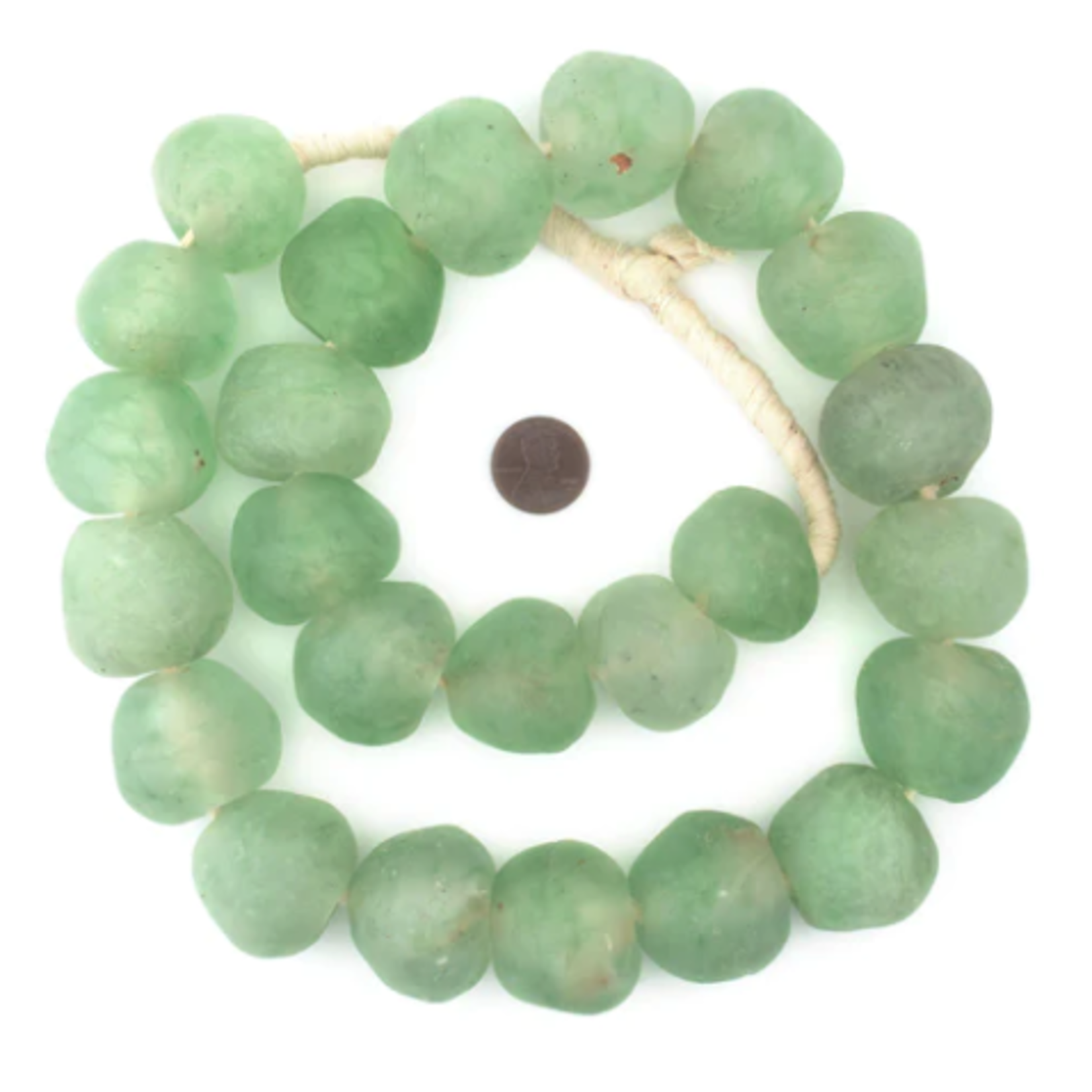 Outside The Box 30" Green Aqua Recycled 34mm Glass Beads