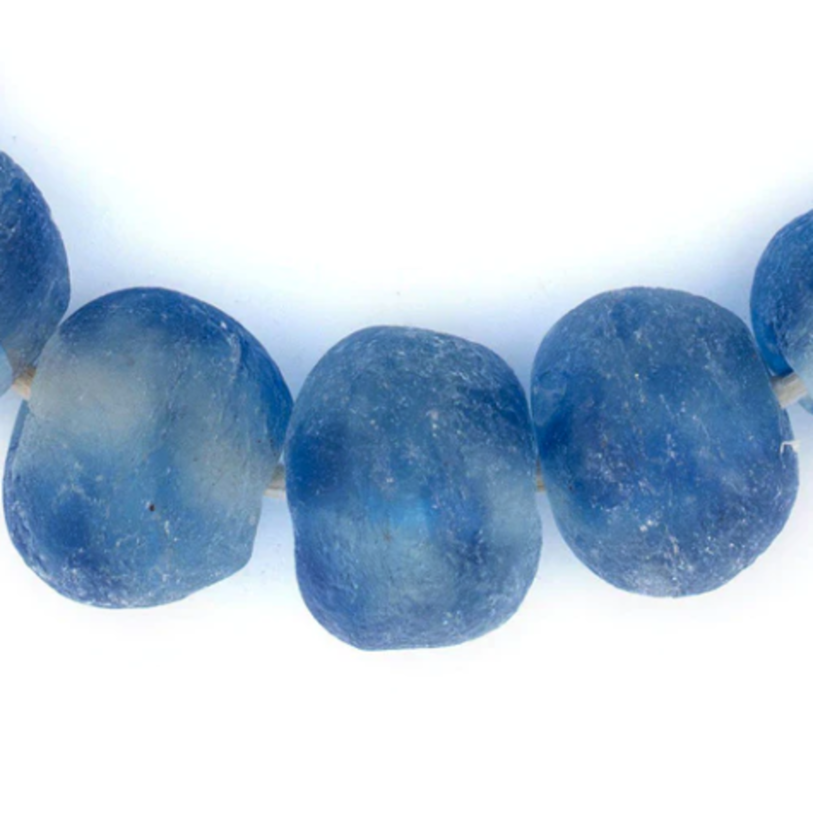 Outside The Box 30" Blue Swirl Recycled 34mm Glass Beads