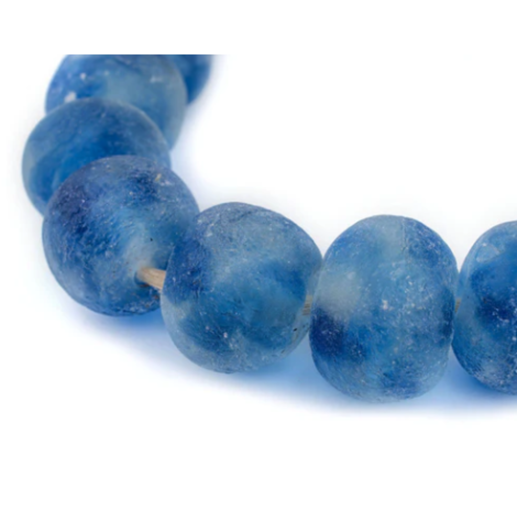 Outside The Box 30" Blue Swirl Recycled 34mm Glass Beads