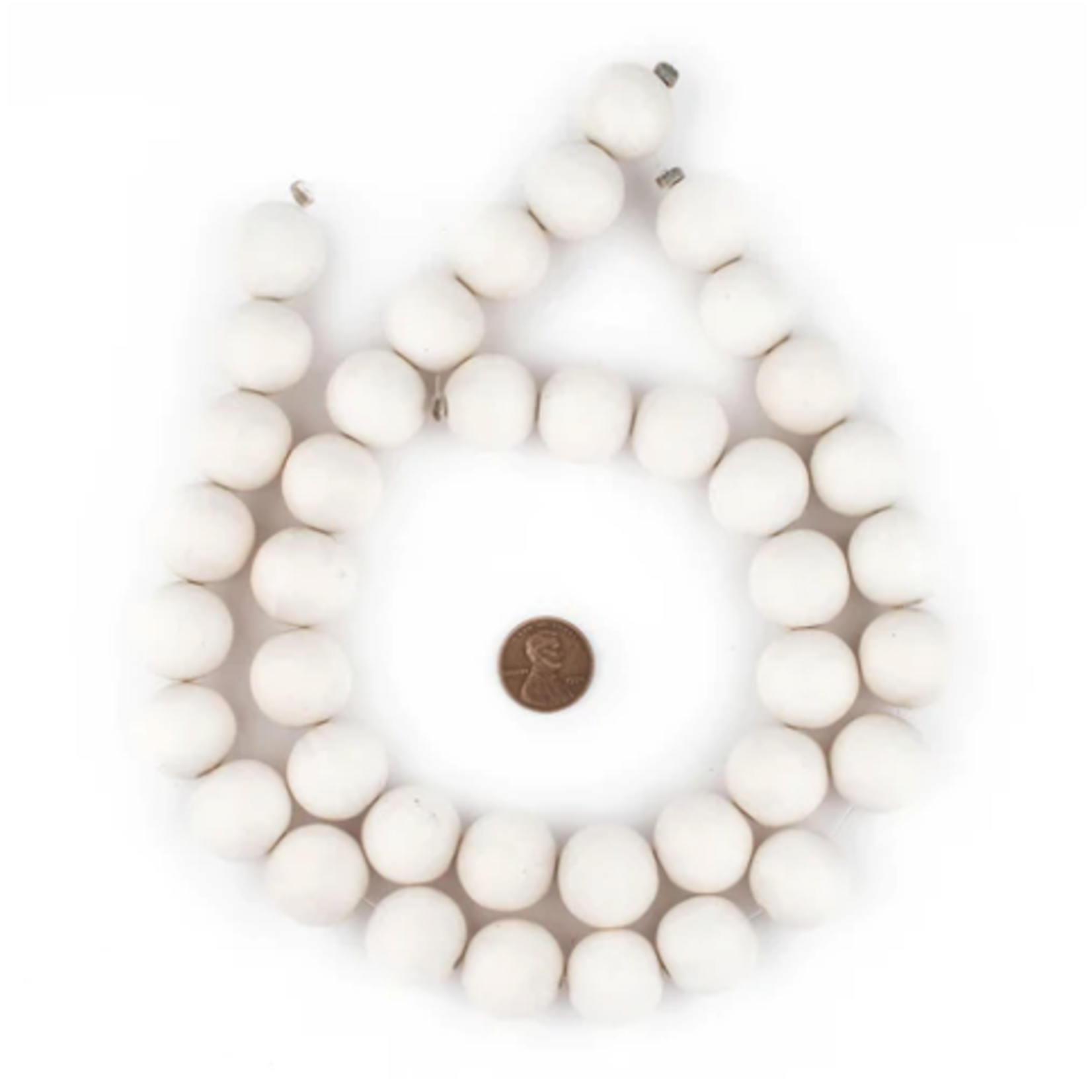 Outside The Box 39" White Natural Wood 20mm Beads With Tassel