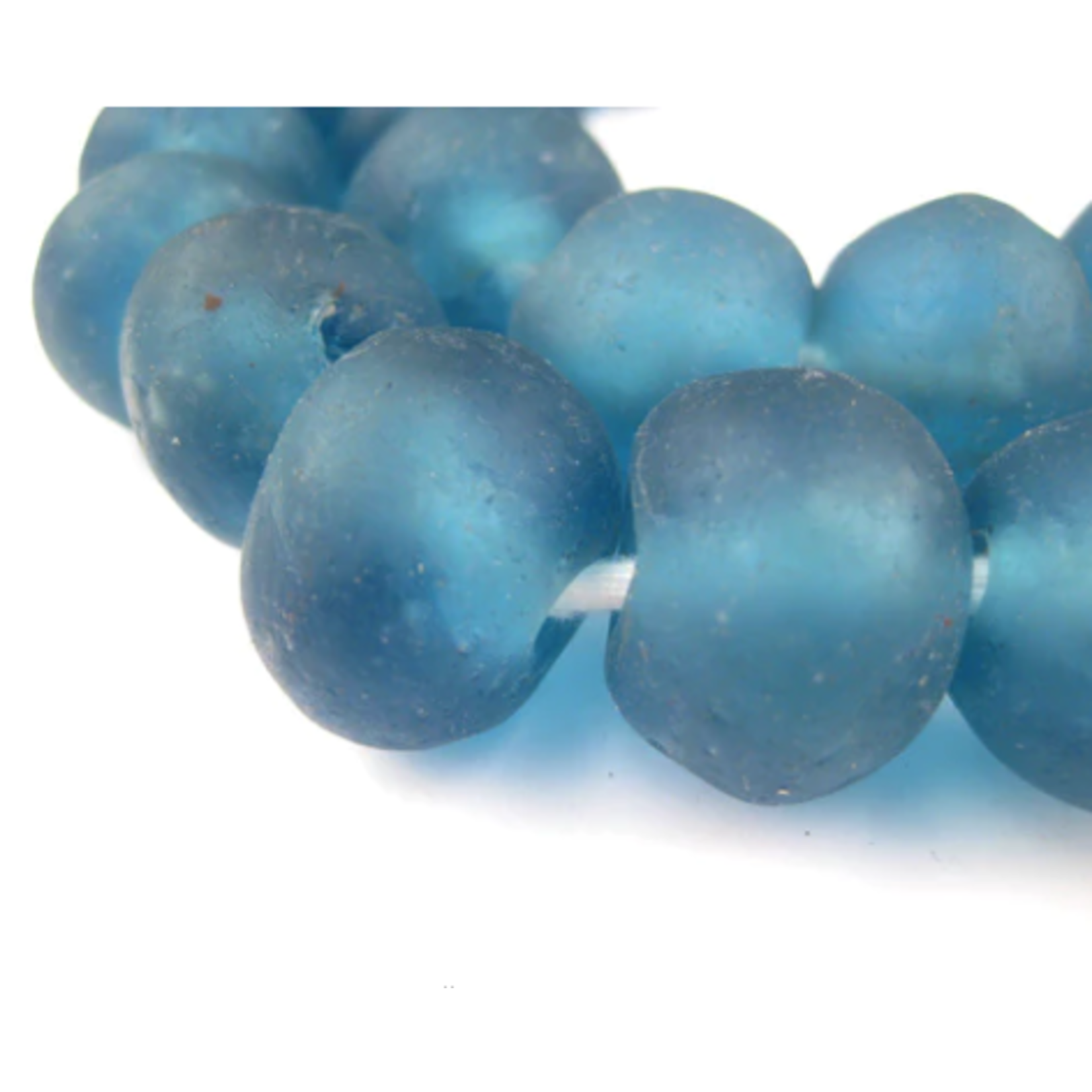 Outside The Box 30" Light Blue Recycled 24mm Glass Beads