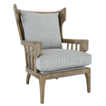 Outside The Box Lawrence Solid Oak Blue Striped Accent Chair