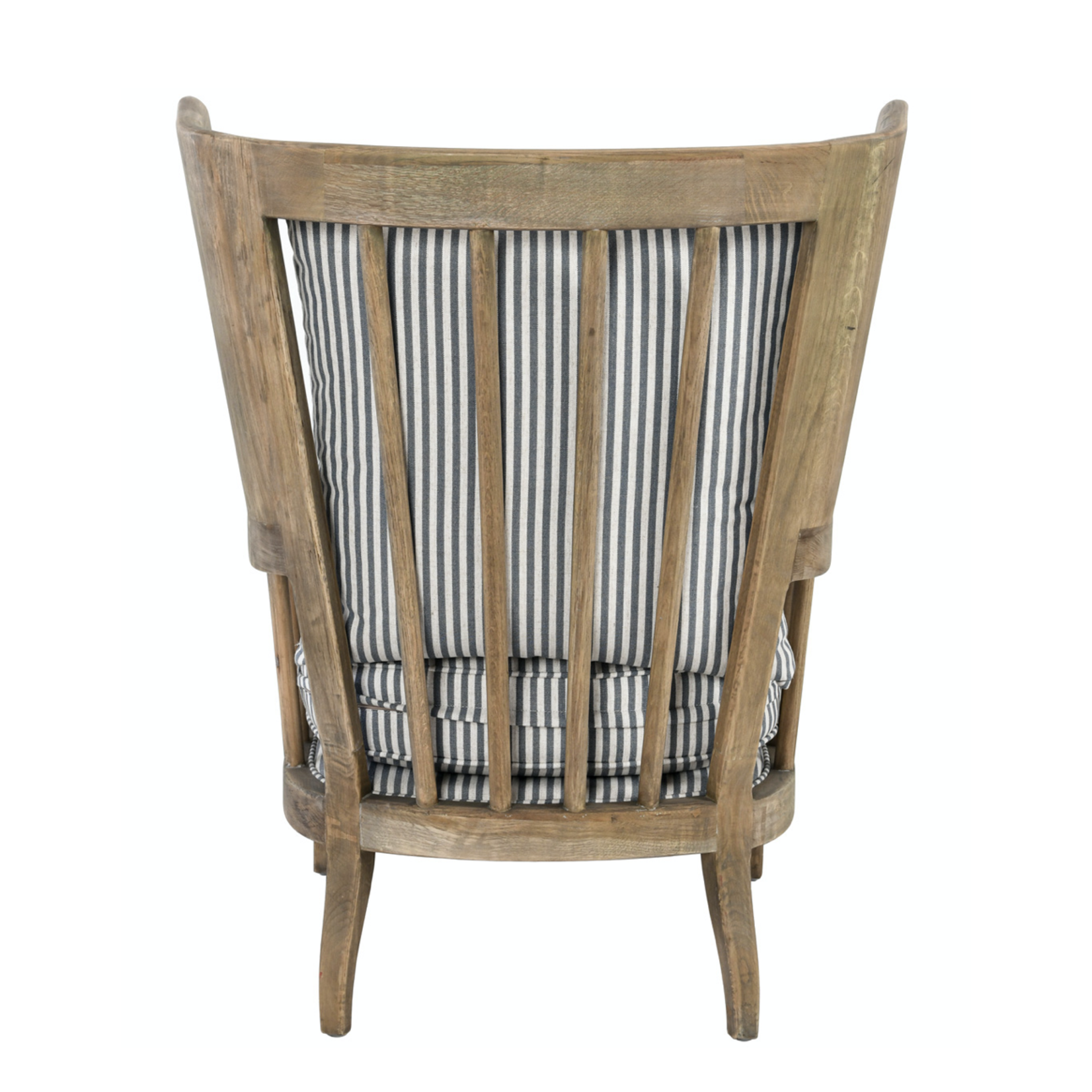 Outside The Box Lawrence Solid Oak Blue Striped Accent Chair