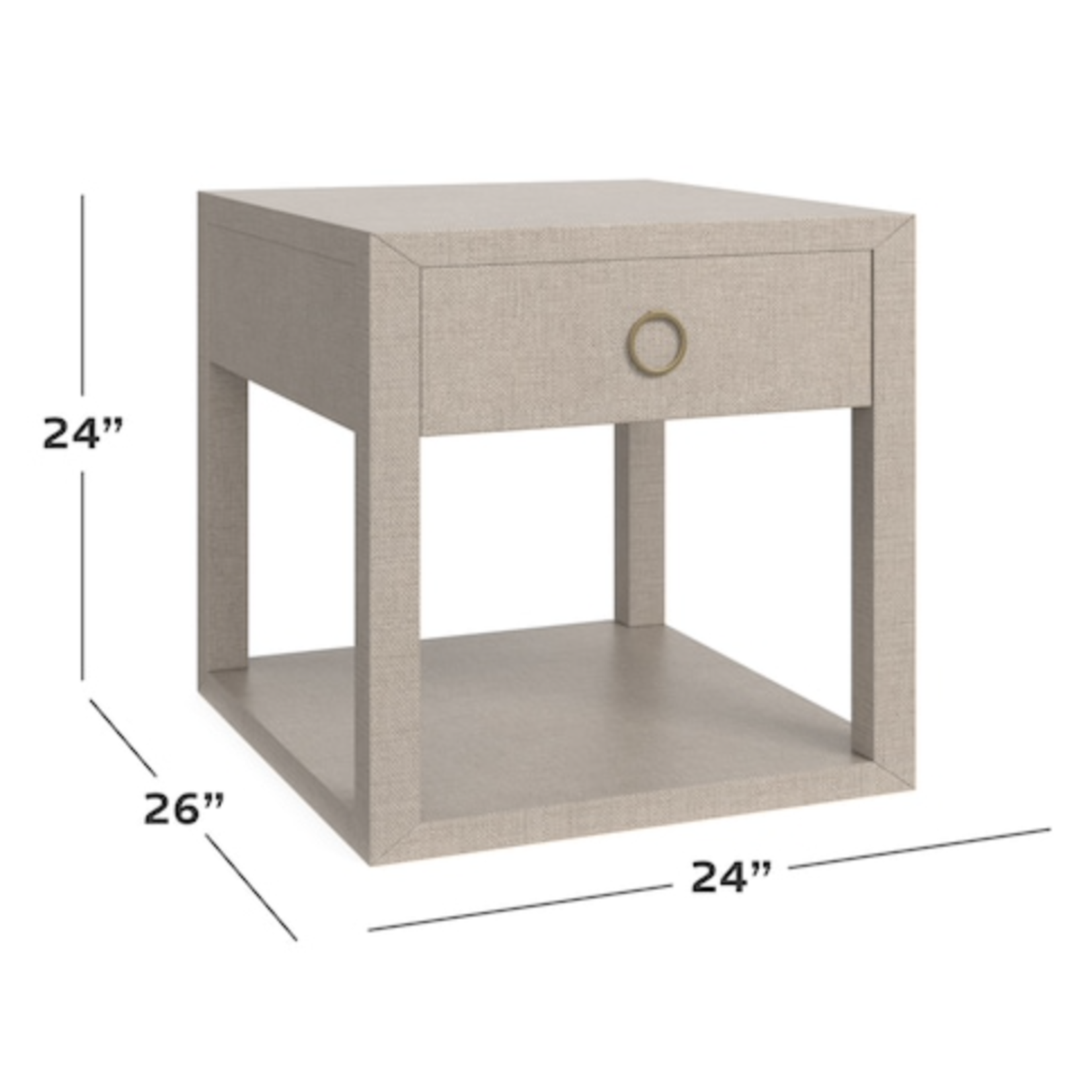 Outside The Box 24x26x24 Ventura Sand Gray Raffia Square Side End Table With Drawer