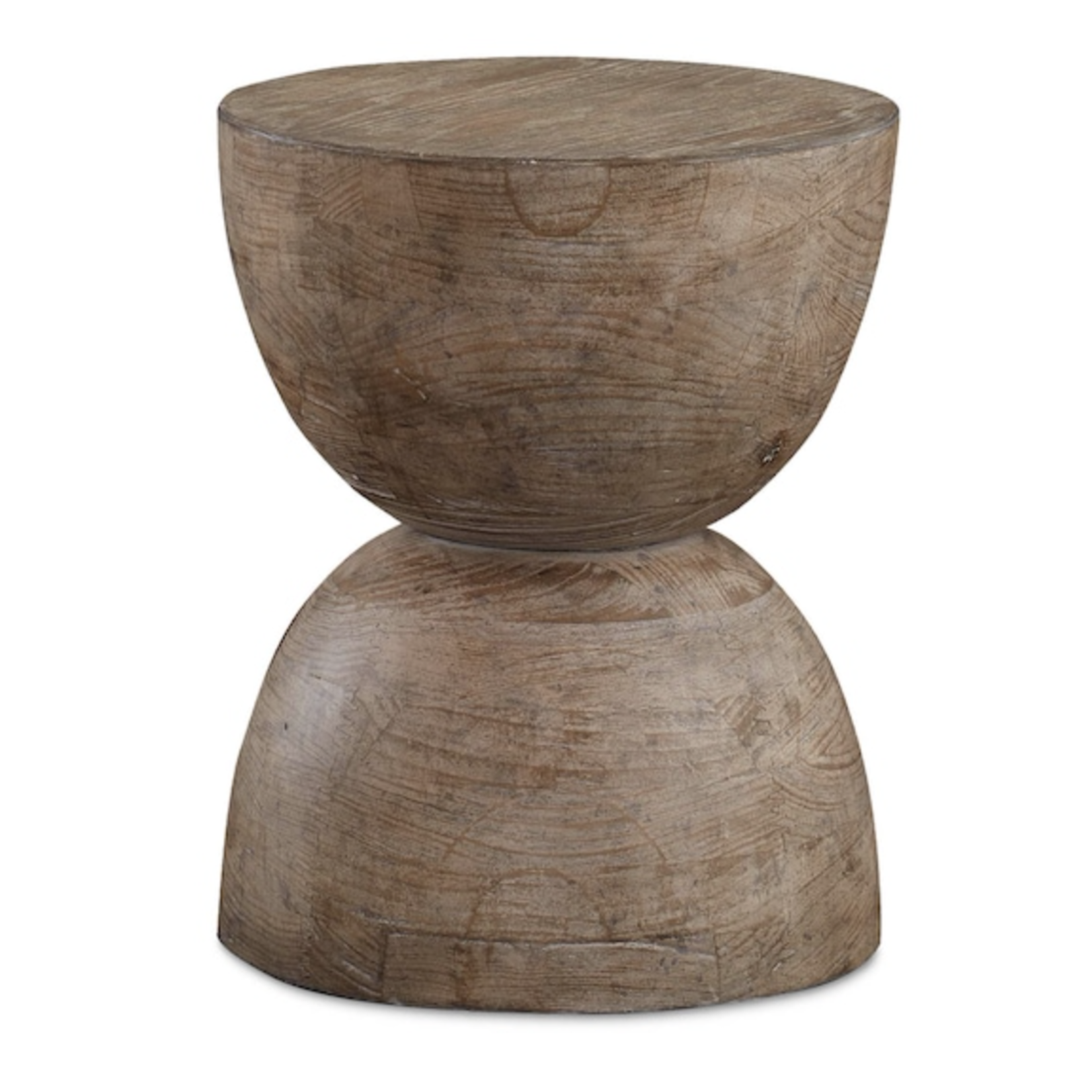 Outside The Box 20" Bassett Tahiti Round Wood Drum End Table