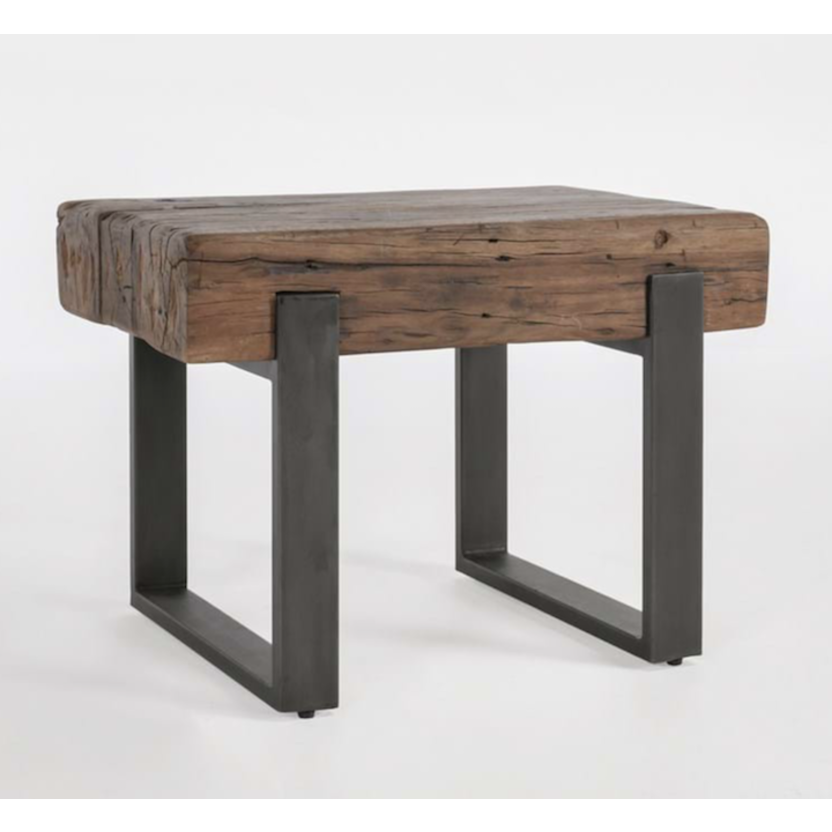 30" Duarte Reclaimed Wood & Iron End Table Outside the Box Palm Beach