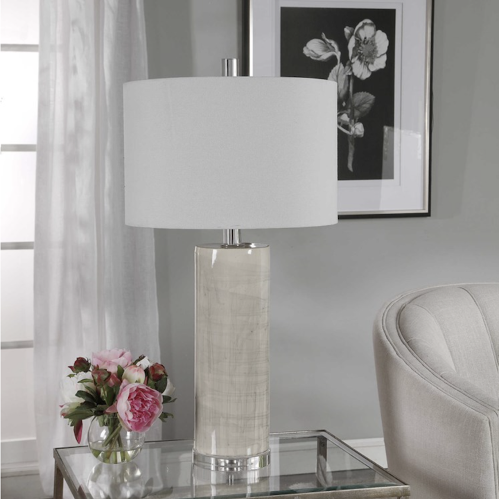 Outside The Box 32" Uttermost Zesiro Neutral Beige Glaze Ceramic Table Lamp