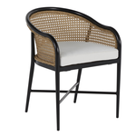 Classic Havana Black Aluminum & Natural Rattan Outdoor Arm Chair