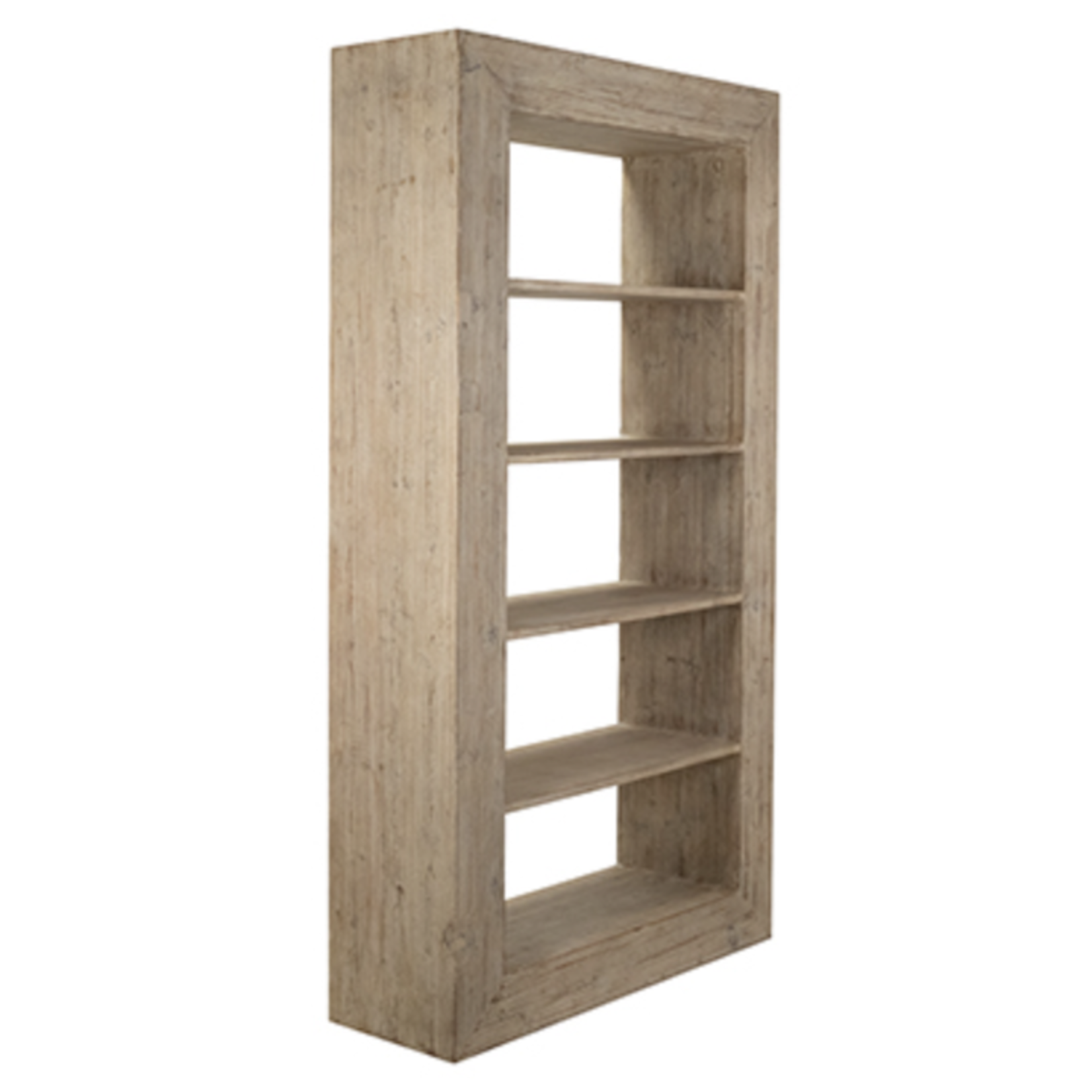 Outside The Box 48x16x88 Amaya Reclaimed Pine Light Wash Sealed Finish Bookcase