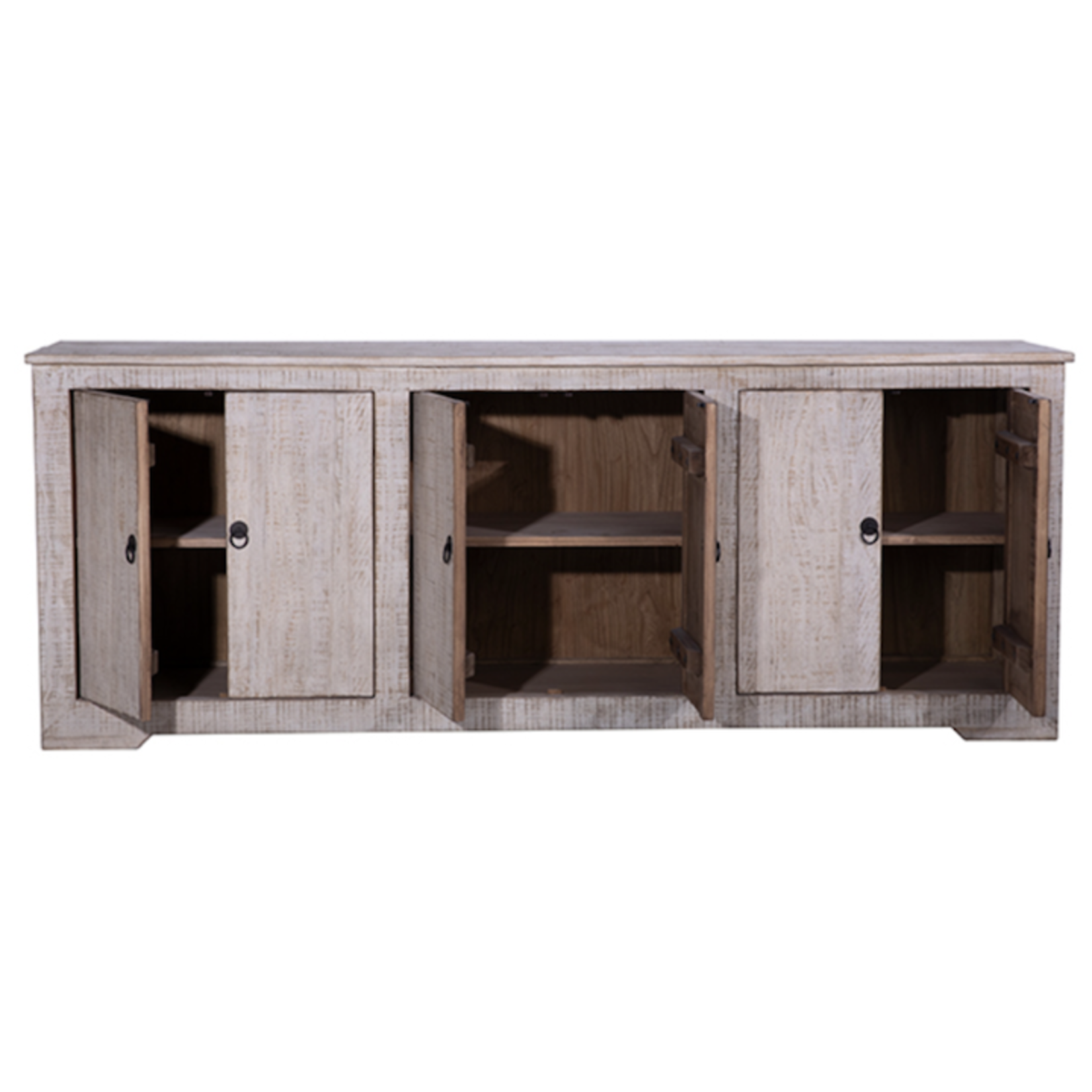 Outside The Box 83x18x32 Nico Reclaimed Pine Light Warm Wash Finish 6 Door Sideboard