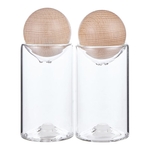 Outside The Box 3" Glass Salt & Pepper Shakers With Beech Wood Top