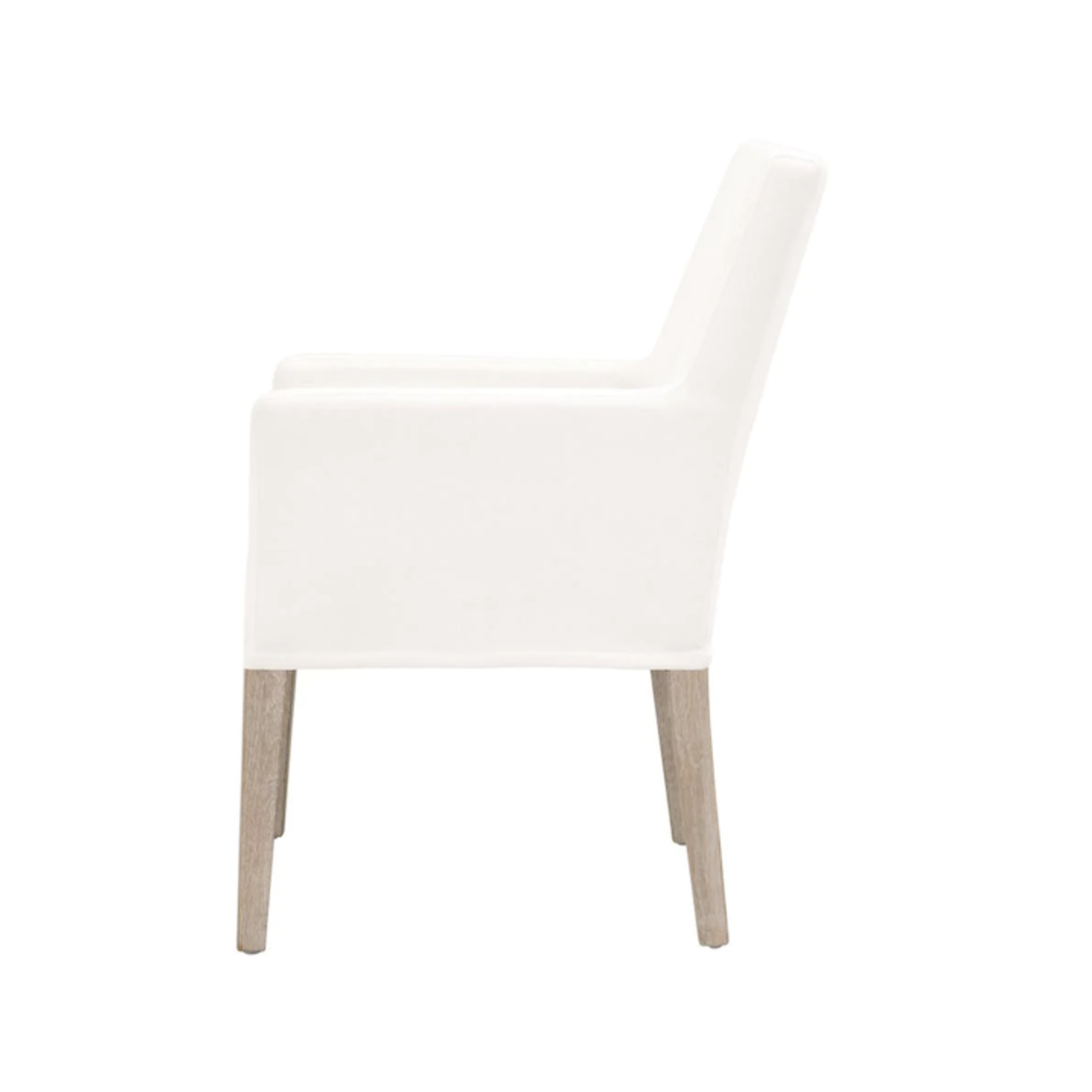 Outside The Box Drake White LiveSmart Peyton Pearl Slipcover Arm Dining Chair