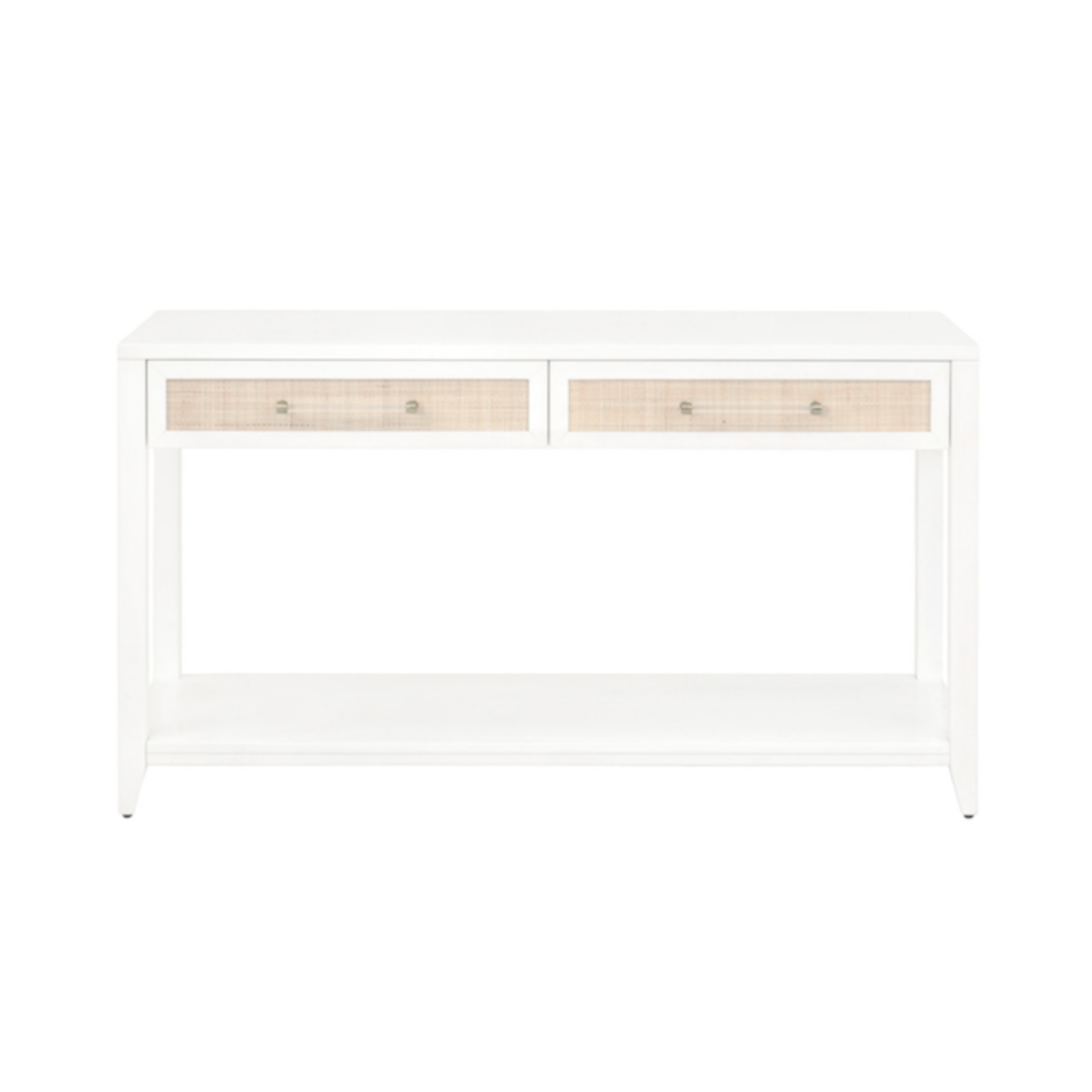 Outside The Box 54x19x30 Holland Matte White Rattan 2 Drawer Console Table