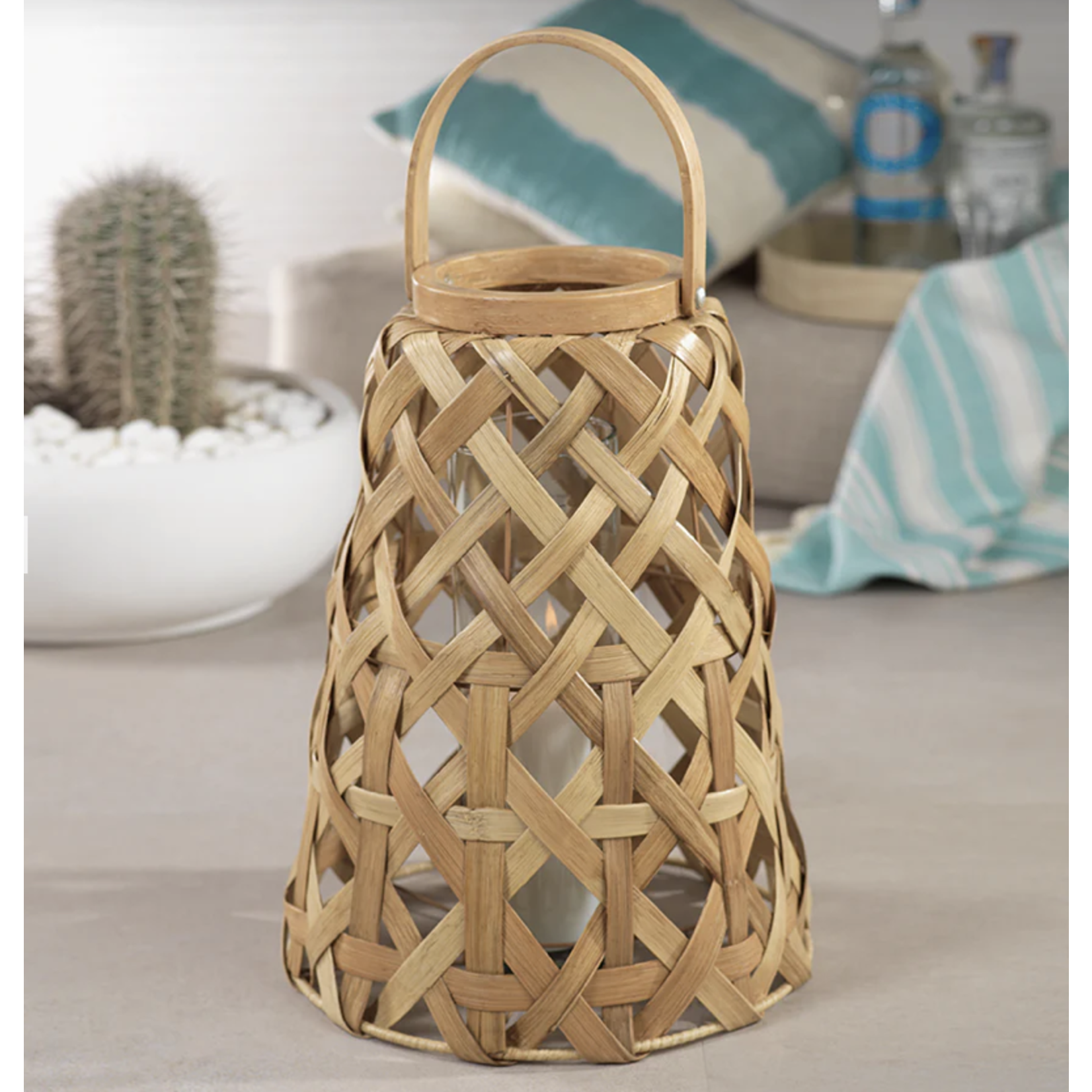 Outside The Box 17" Datca Natural Rattan Lantern