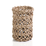 Outside The Box 12" Seagrass Open Weave Hurricane With Glass