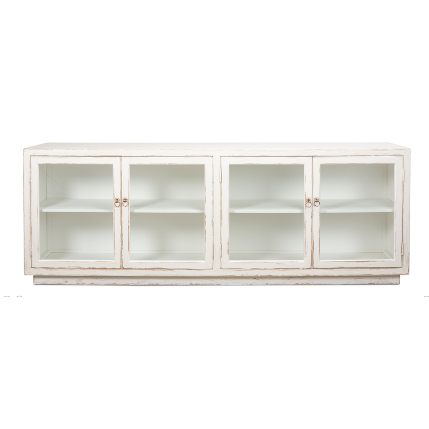 Outside The Box 94x20x34 Connor Sarried White Pine & 4 Glass Door Sideboard