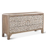 Outside The Box 61x18x33 Tangiers Solid Mango Wood Natural & White Carved Dresser
