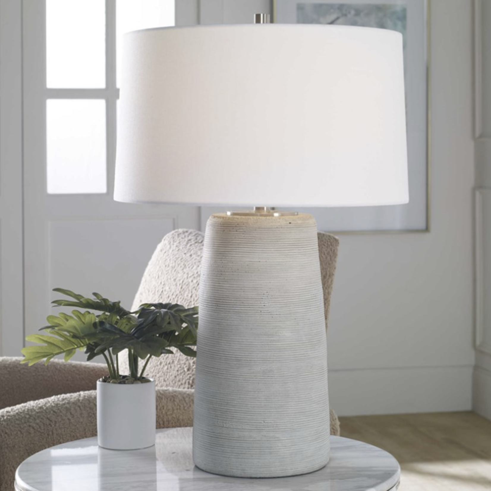 Outside The Box 28" Uttermost Mountainscape Handcrafted Ceramic White & Gray Table Lamp