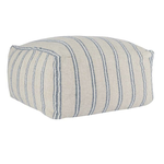 Outside The Box 24x24x12 Delgada Natural & Blue Woven Pouf