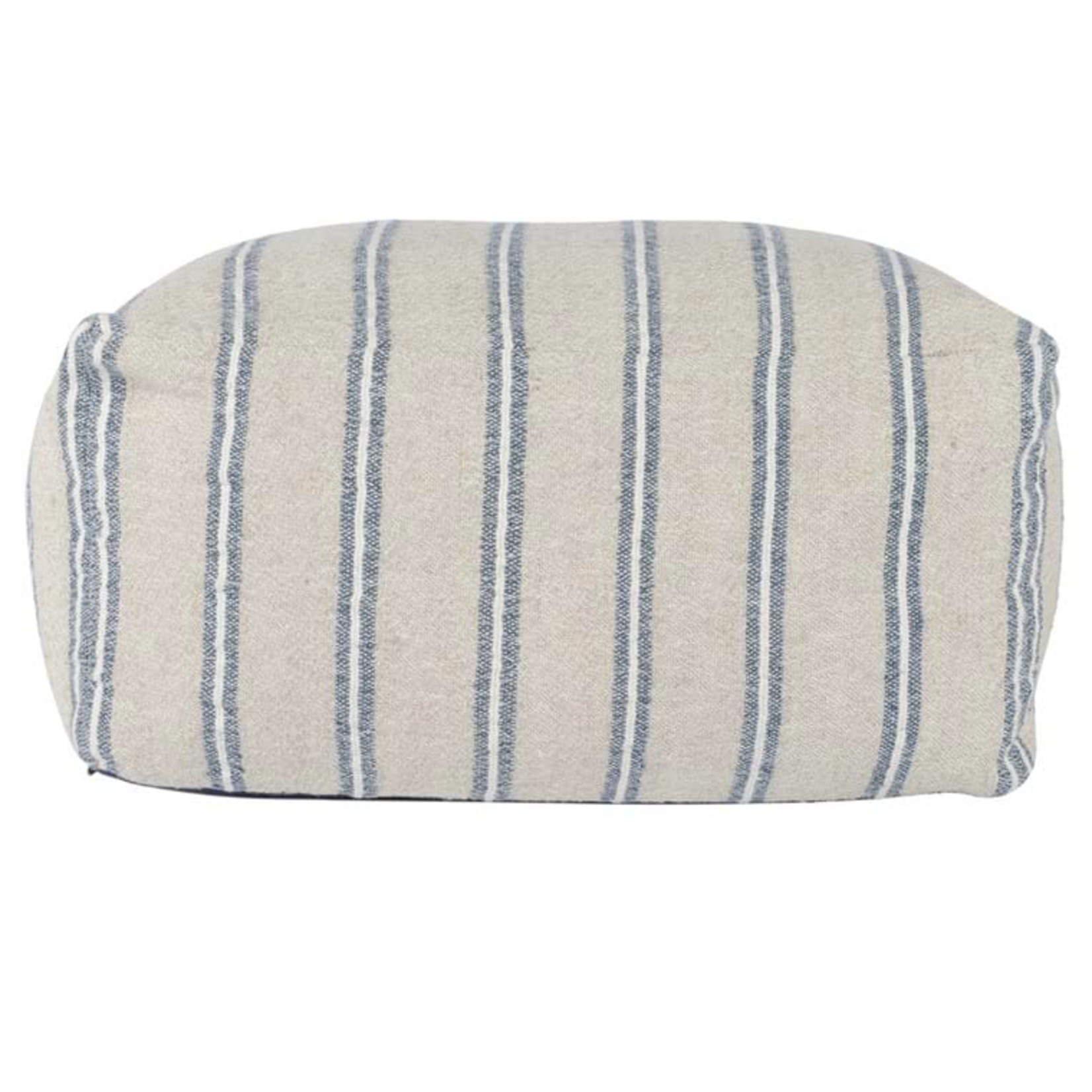 Outside The Box 24x24x12 Delgada Natural & Blue Woven Pouf