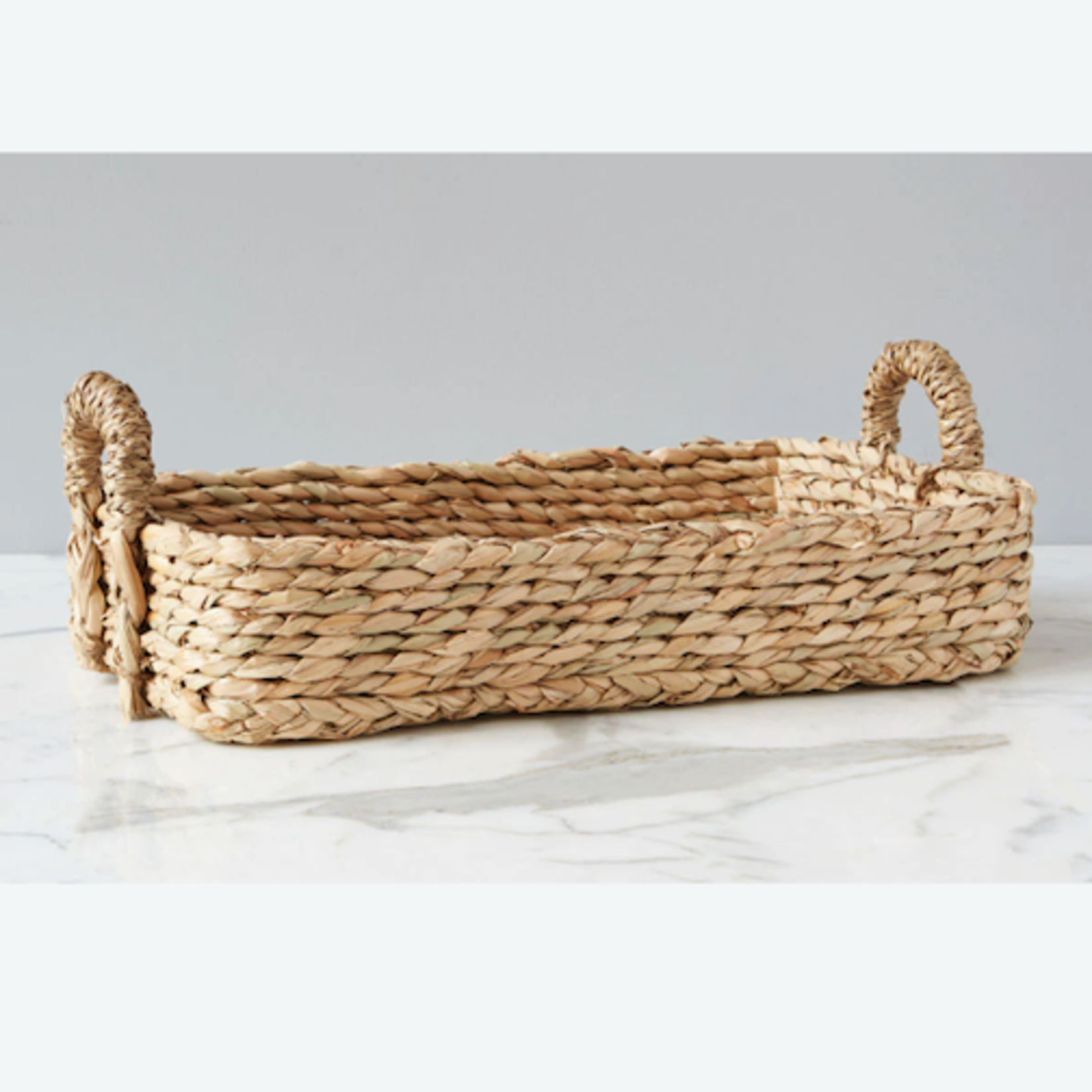 Outside The Box 24x16x4 Natural Rush Woven Rectangular Tray With Handles