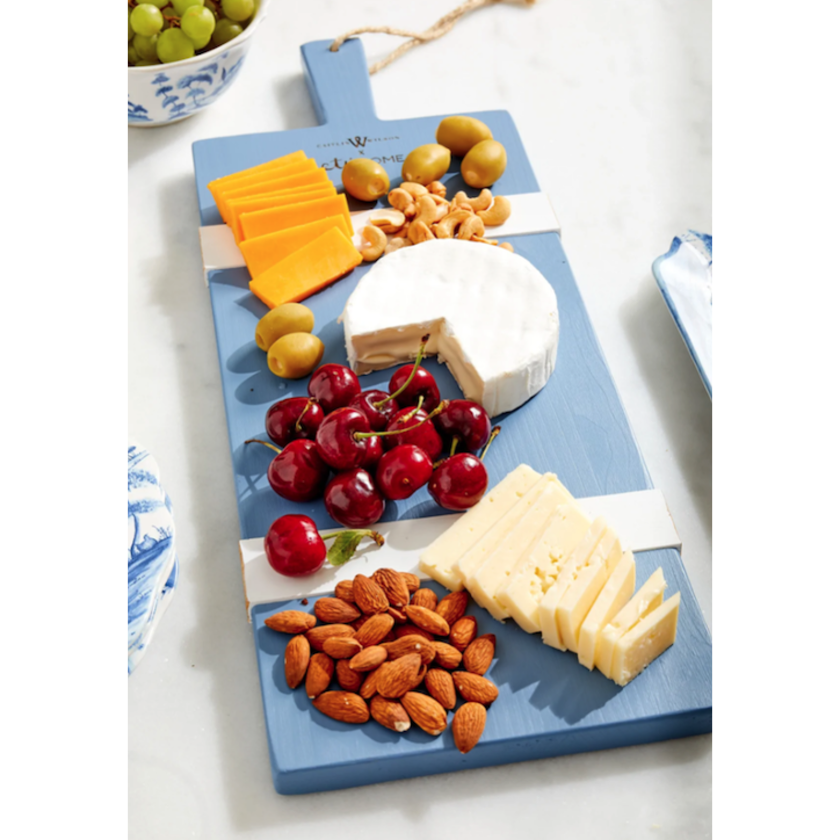 Outside The Box 22x8 Caitlin  Wilson French Blue & White Reclaimed Wood Charcuterie Board