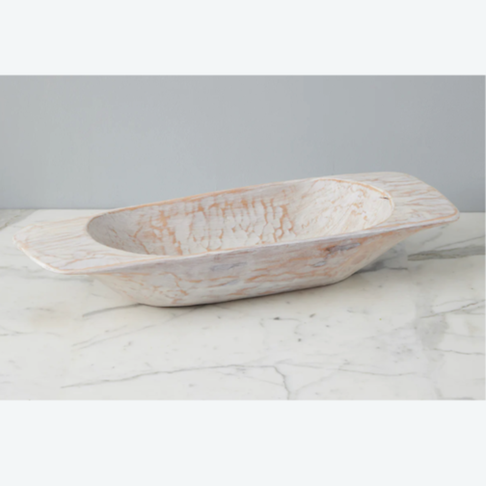 Outside The Box 30x10 Distressed White Mod Handcrafted Reclaimed Pine Dough Bowl