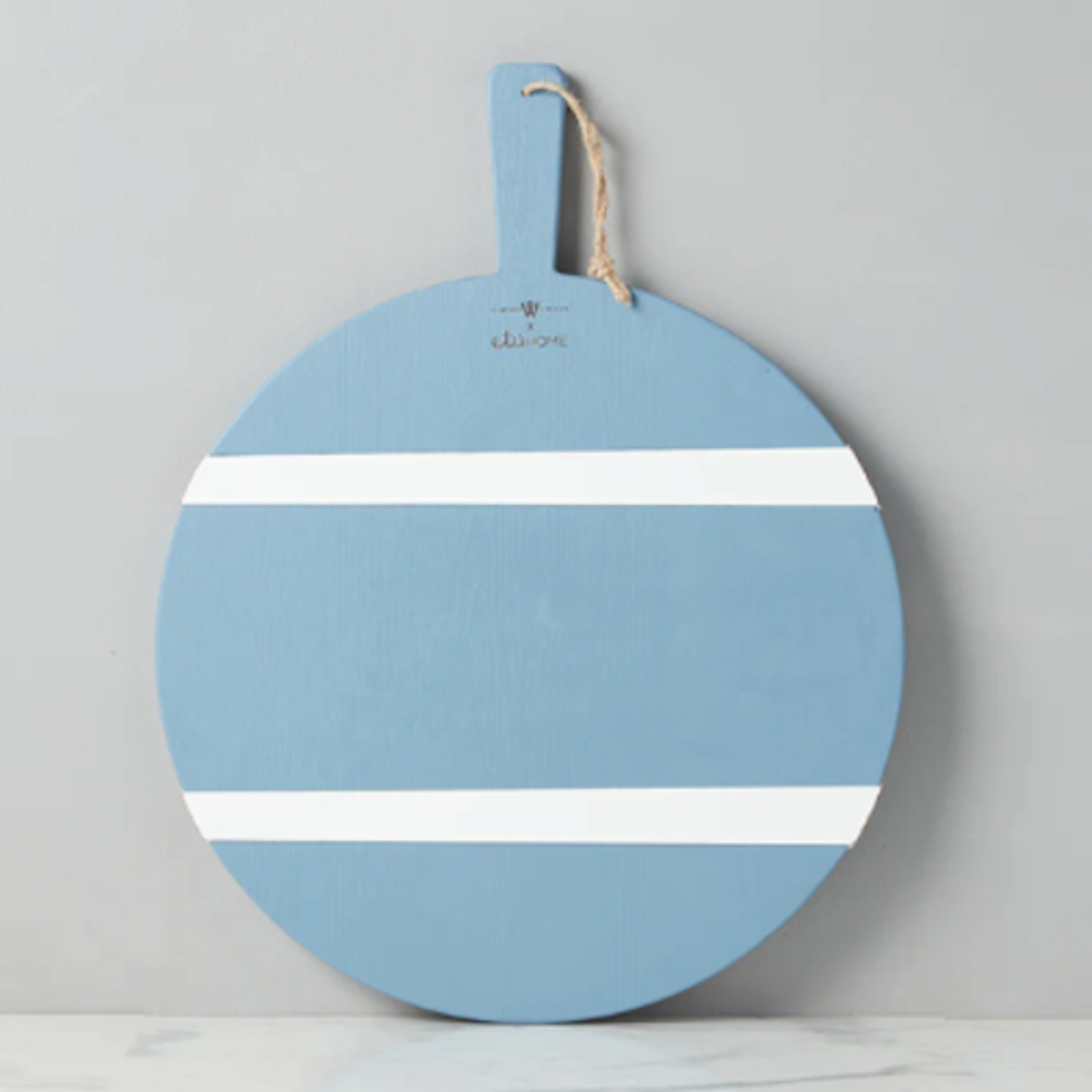Outside The Box 25x20 Caitlin Wilson French Blue & White Round Reclaimed Wood Charcuterie Board