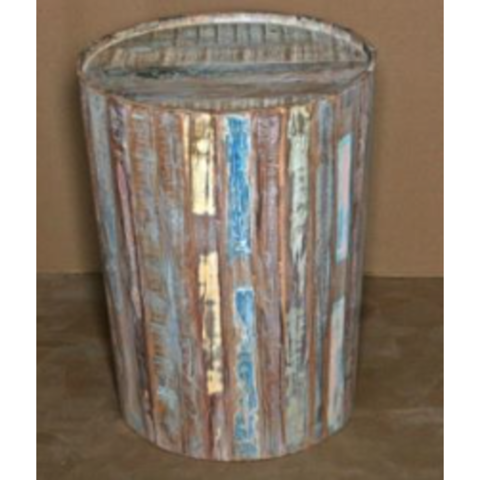 Outside The Box 19x24 Round Drum End Table Multi Color