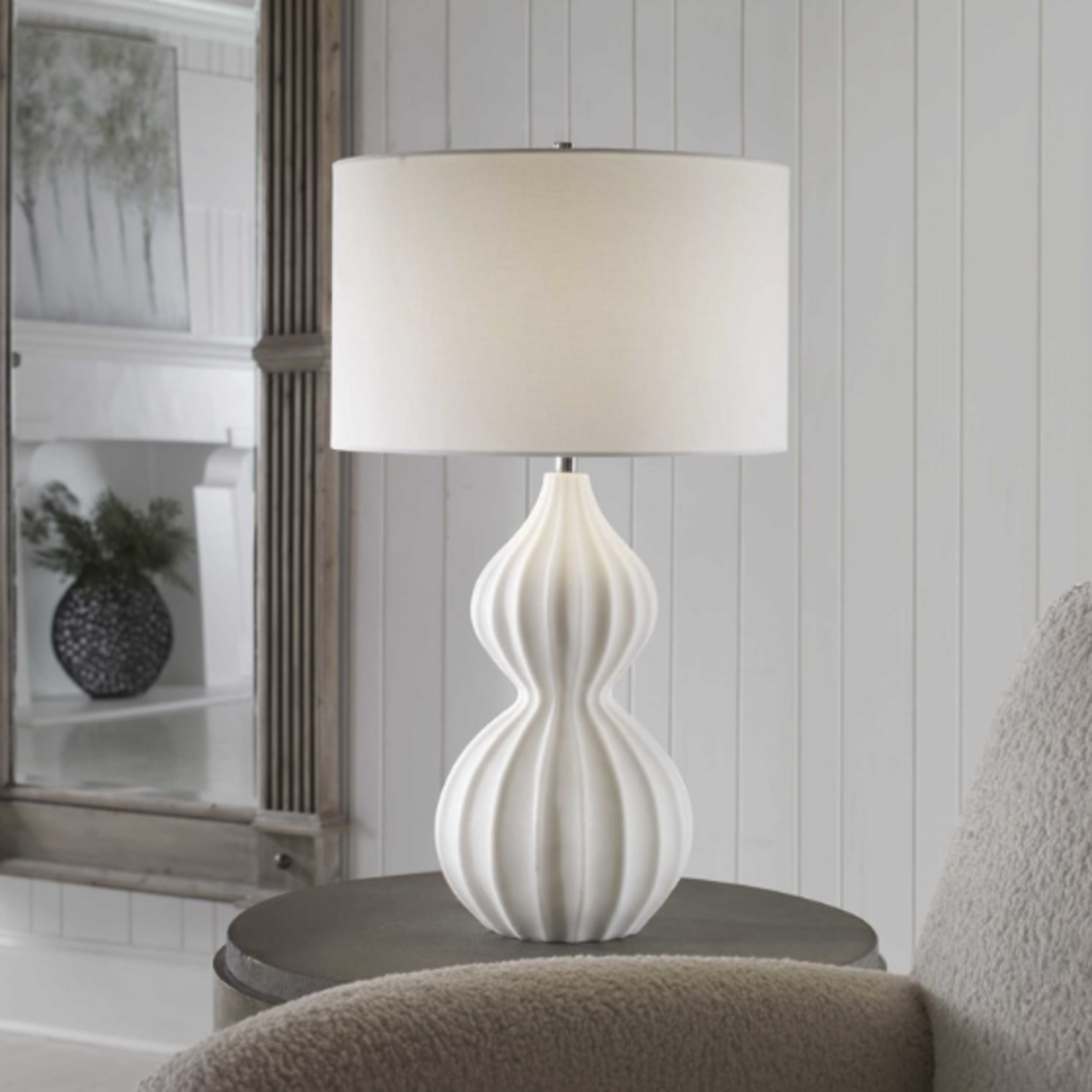 Outside The Box 28" Uttermost Antionette Rich Ivory Handcrafted Stone Table Lamp
