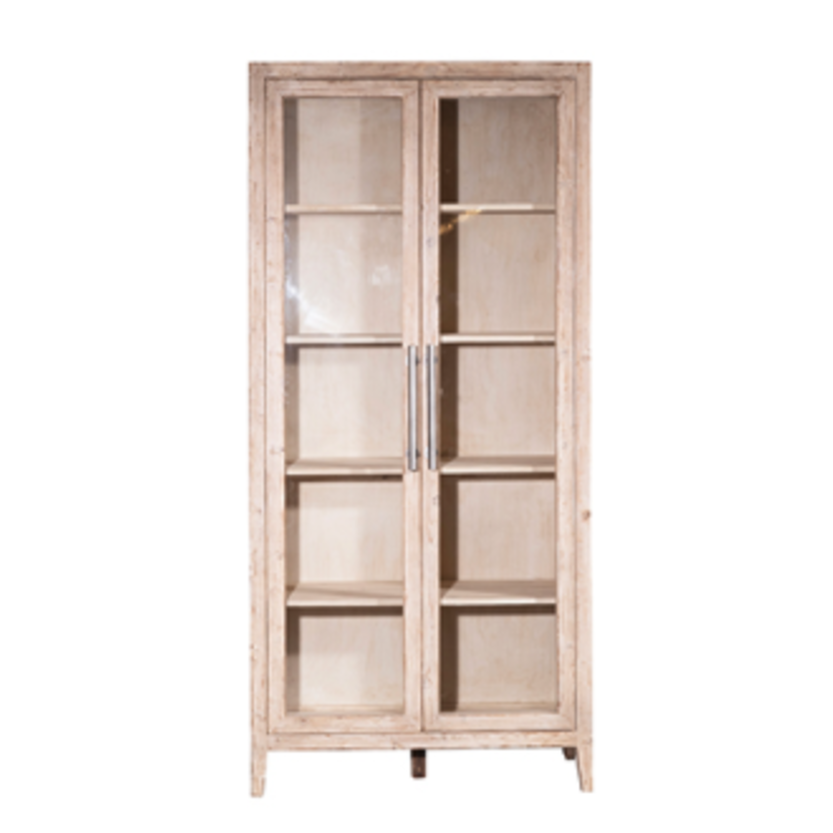 Outside The Box 93x18x43  Basel Reclaimed Pine Wood & Glass Door Cabinet