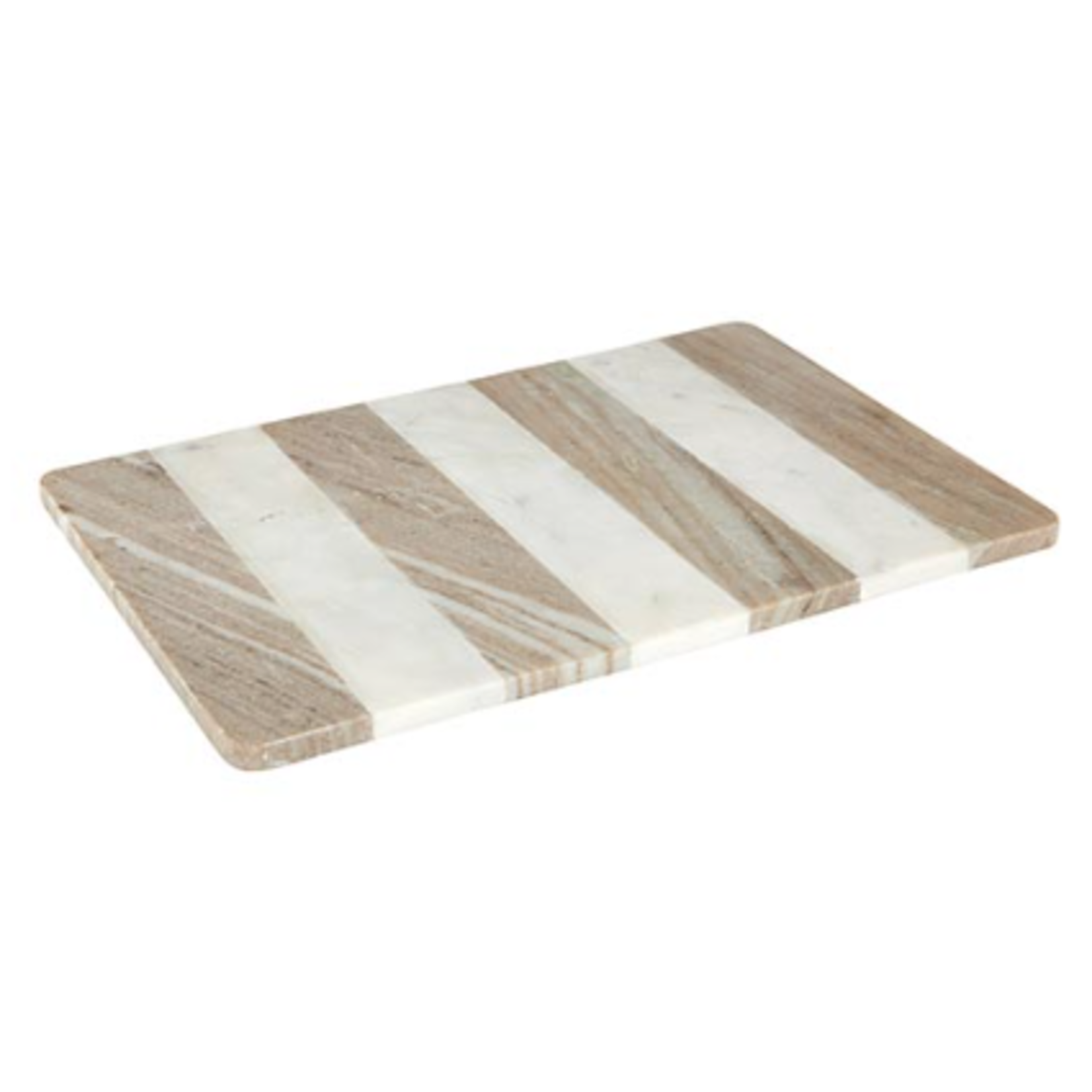 Outside The Box 18x12 White Marble & Tan Stripe Charcuterie Board