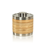 Outside The Box 6" Palmae Rattan & Matte Stainless Steel Ice Bucket