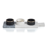 Outside The Box 15x4 Makrana Two Tone Solid Marble Condiment Set