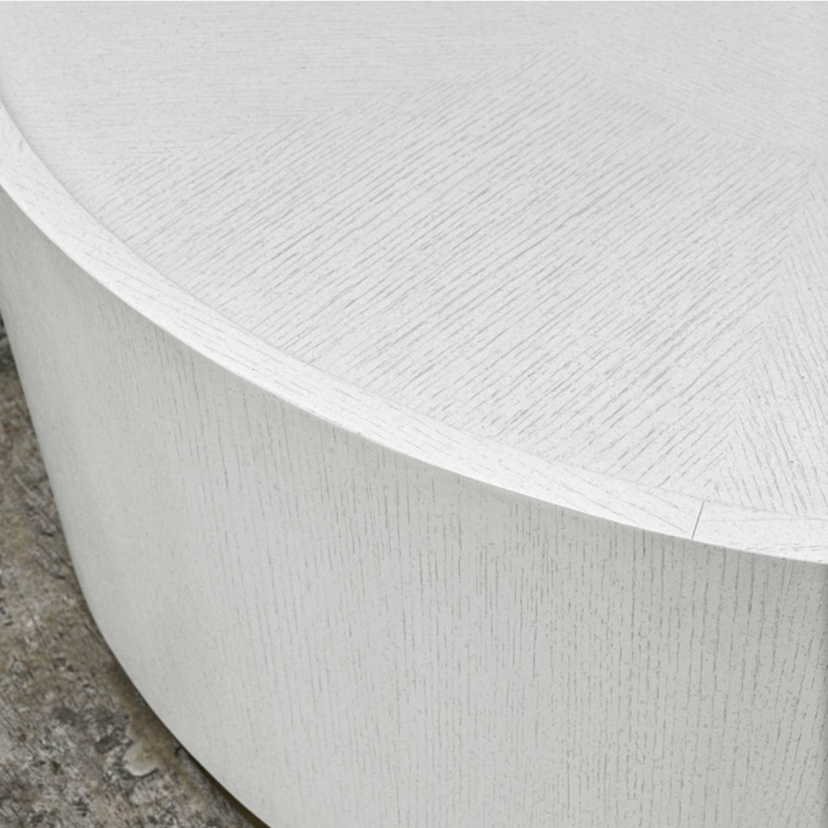 Outside The Box 46" Cask Distressed Ivory Round Coffee Table