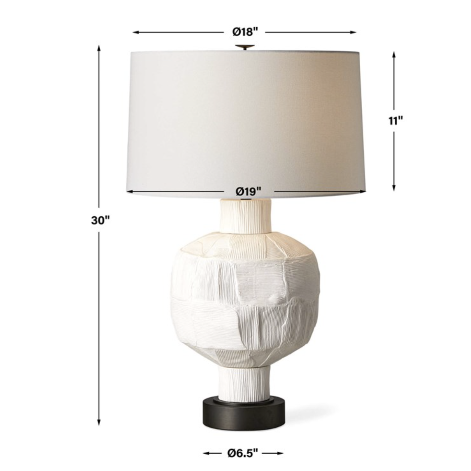 Outside The Box 30" Uttermost Interwoven White Textured Ceramic Table Lamp