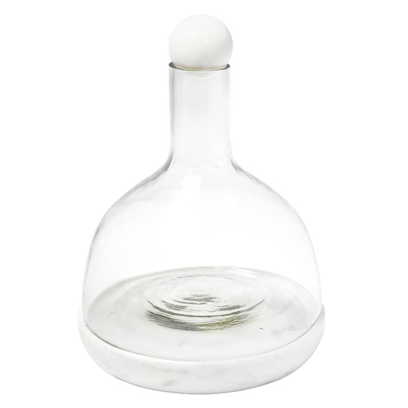 Outside The Box 7" White Marble & Glass Wine Carafe / Decanter 24 OZ