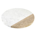 Outside The Box 12" Marble & Carved Wood Round Serving Board