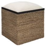 Outside The Box 17x17x22 Island Natural Straw Base With Removable Lid Accent Stool