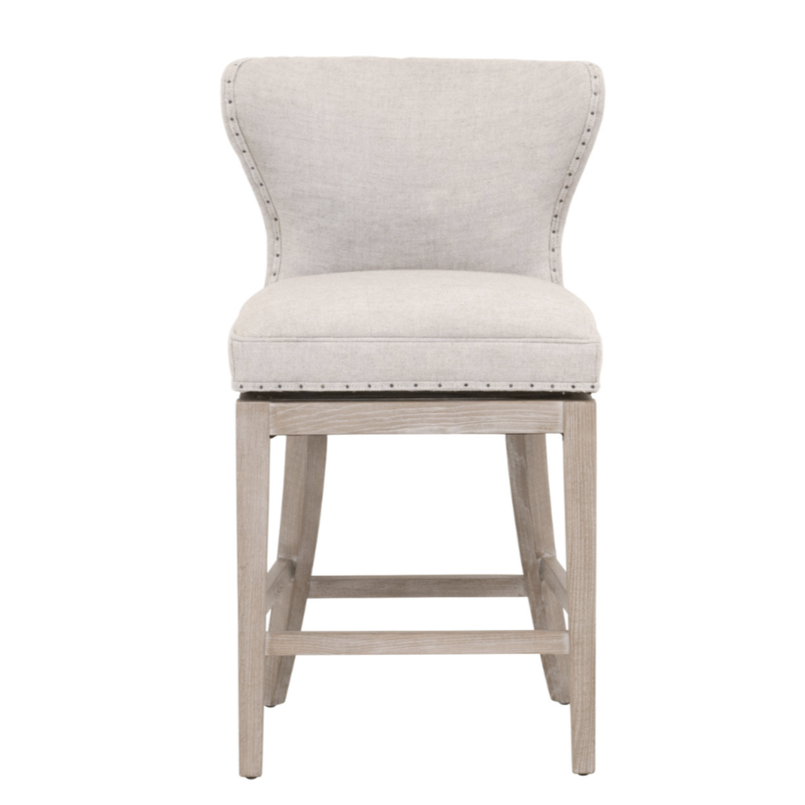 Outside The Box 26" Bisque French Linen Performance Fabric Swivel Counter Stool