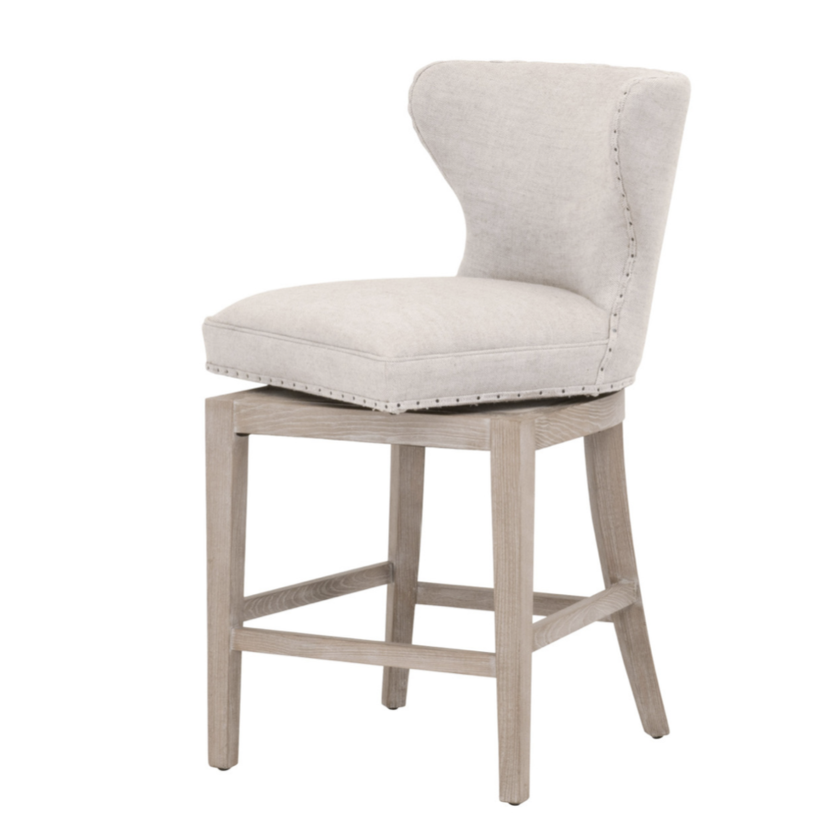 Outside The Box 26" Bisque French Linen Performance Fabric Swivel Counter Stool