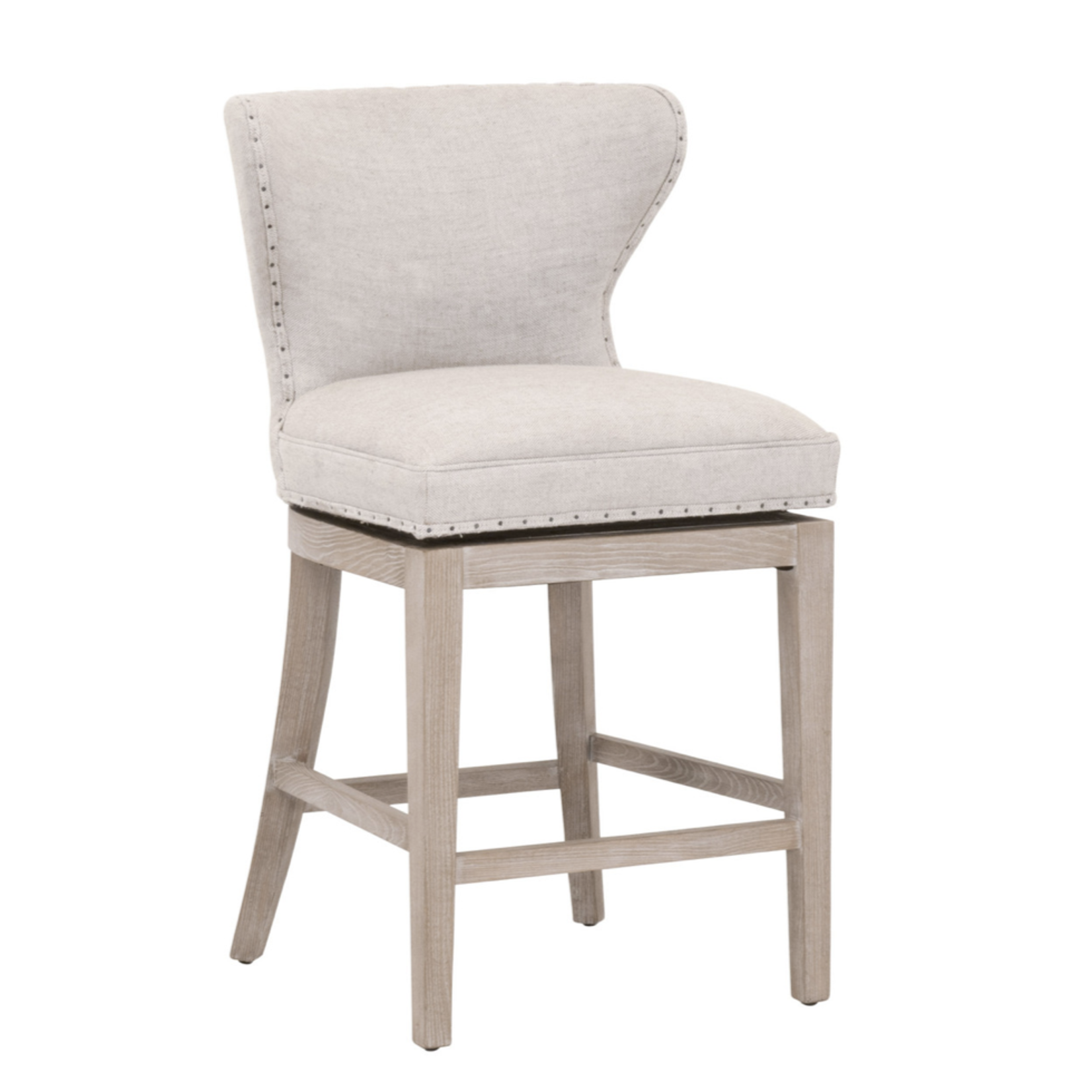 Outside The Box 26" Bisque French Linen Performance Fabric Swivel Counter Stool