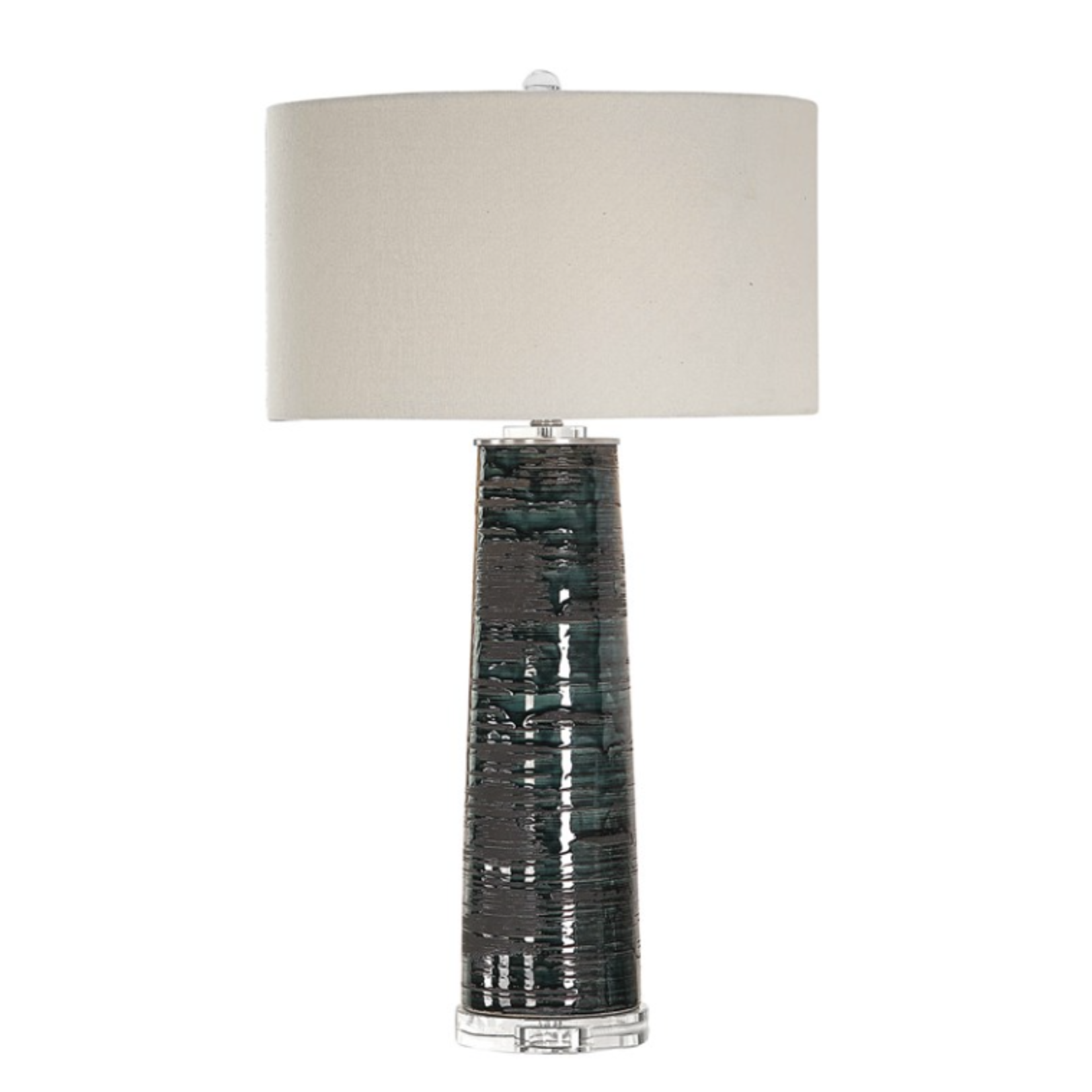 Outside The Box 32" Uttermost Chamila Teal & Black Glazed Ceramic Table Lamp