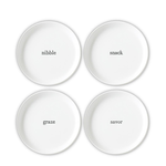 Outside The Box 6" Set Of 4 Nibble, Graze, Snack & Savor Appetizer Plates