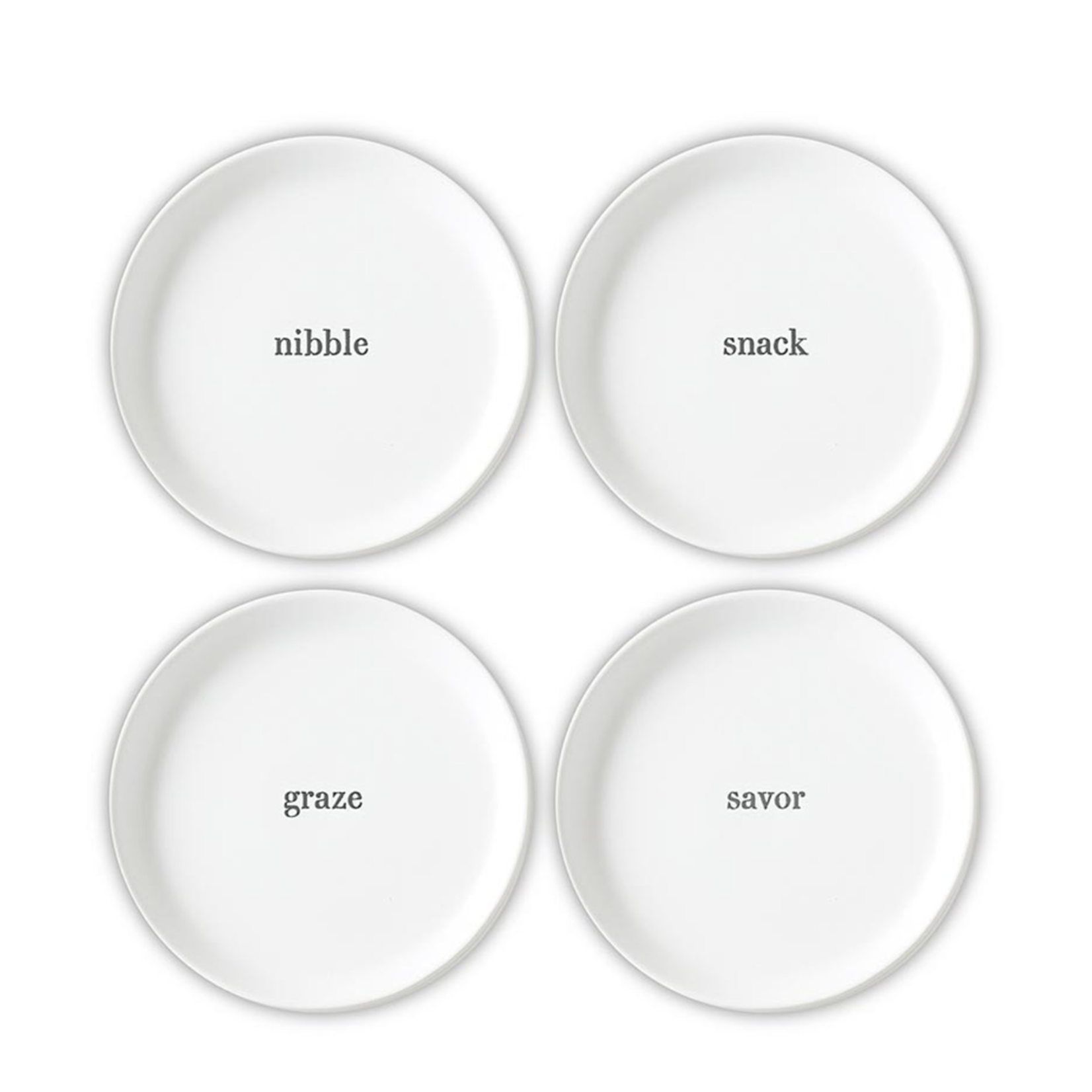 Outside The Box 6" Set Of 4 Nibble, Graze, Snack & Savor Appetizer Plates