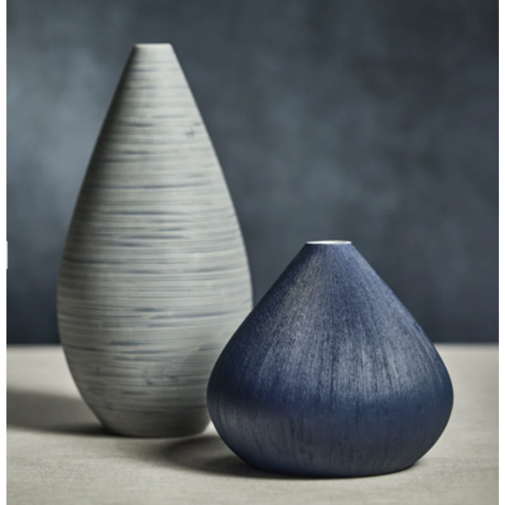 Outside The Box 13" Laguna White & Blue Strip Porcelain Vase