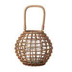 Outside The Box 12" Rattan Orb Handled Lantern With Glass Cylinder